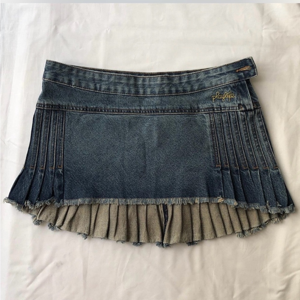 Playlife Denim Pleated Skirt
